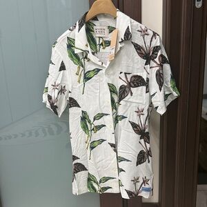 Scotch & Soda White Short-Sleeve Botanical Print Shirt